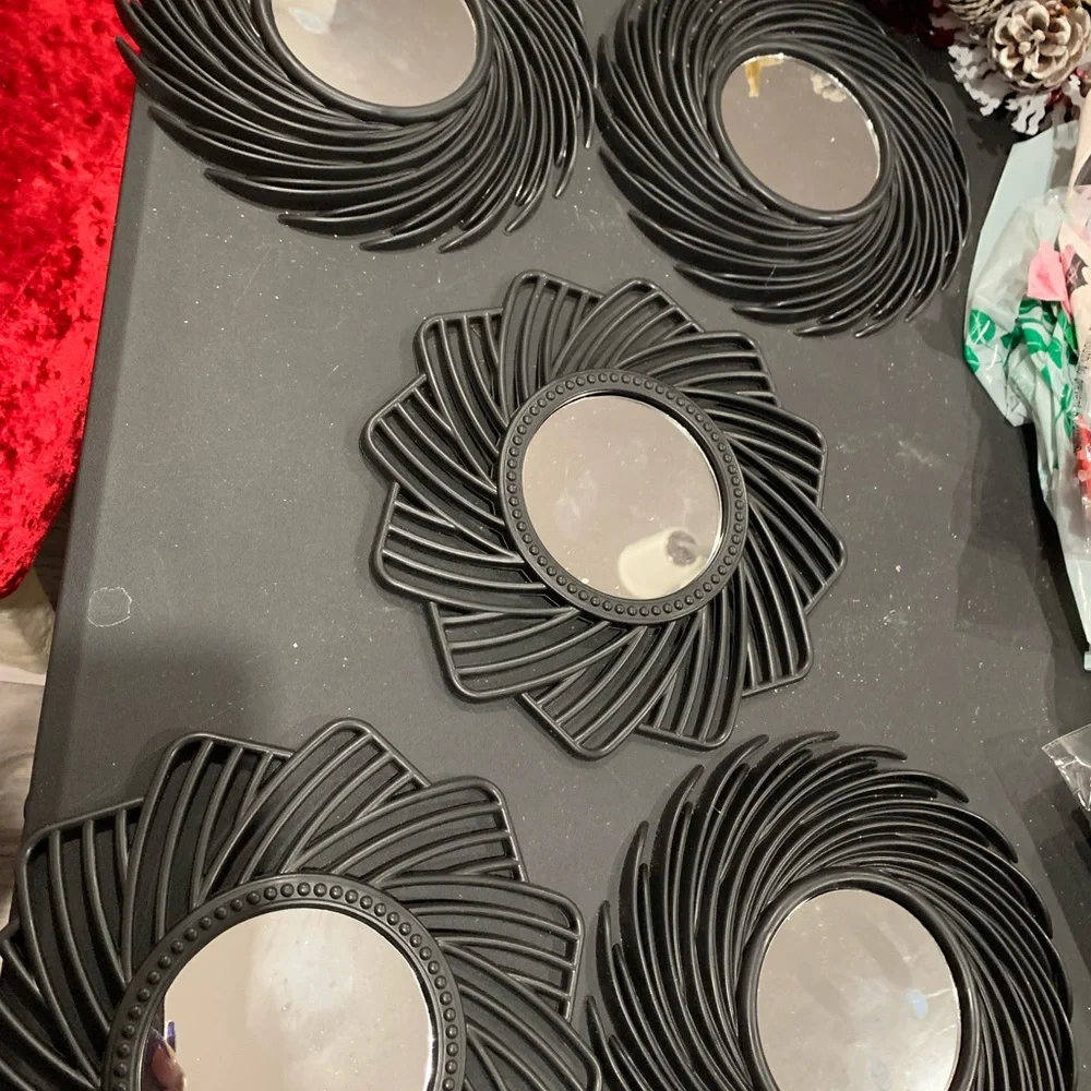 Black Swirl Wall Mirror Set